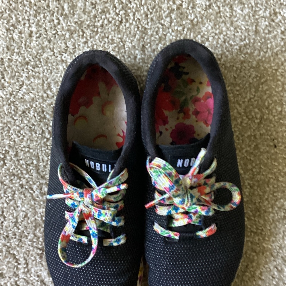 NOBULL UNISEX Black Athletic Shoes with Multicolor Floral Accents - Picture 3 of 7
